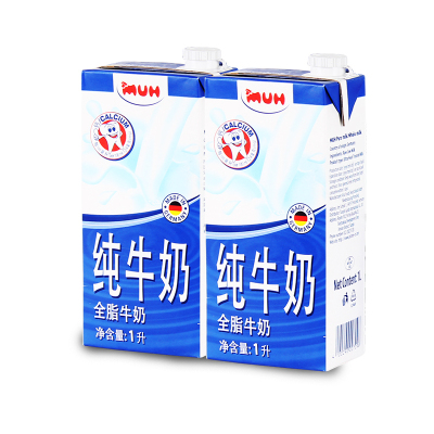 德国原装进口甘蒂牧场(MUH)牧牌全脂纯牛奶高钙乳蛋白1L*2盒
