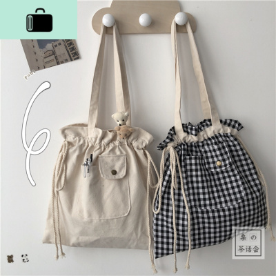 韩国ins森系小清新少女帆布包包 日系chic文艺仙女软妹学生单肩包NEW LAKE女士单肩包