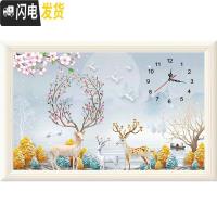 三维工匠5D钟表钻石画2019新款满钻十字绣小幅小件客厅餐厅鹿点贴 [满钻]50*70厘米(送工具-送表芯表针-送小画)