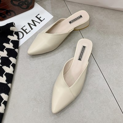 述雅包头拖鞋女ins潮尖头2021夏季新款网红懒人平底外穿时尚百搭单鞋