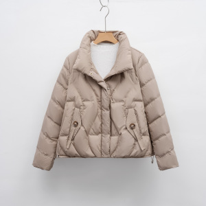 冬季保暖新款羽绒服女立领修身气质小个子简约纯色外套潮