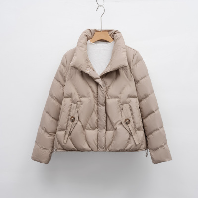 冬季保暖新款羽绒服女立领修身气质小个子简约纯色外套潮