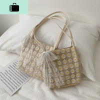 上新春夏编编织大容量包包2020新款百搭蕾丝仙女单肩托特水桶包NEW LAKE女士单肩包