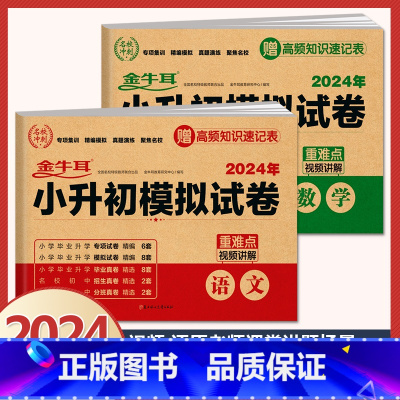 2本套[语文+数学]小升初模拟卷(含真题) 小学升初中 [正版]2024年小升初模拟试卷真题卷必刷题语文数学英语人教版小