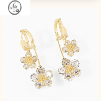 JiMi气质超闪锆石花朵耳环女高级感轻奢小众百搭银针耳钉网红时尚耳饰