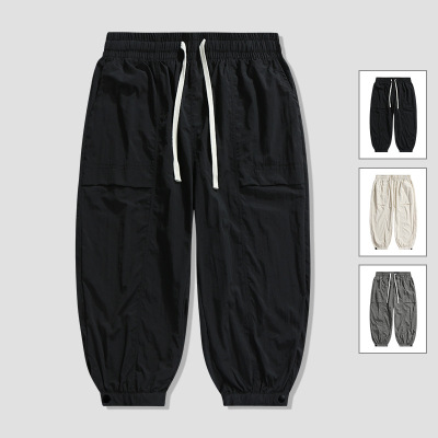 短裤夏季冰丝七分裤男士休闲百搭纯色裤子男外穿时尚宽松运动男装