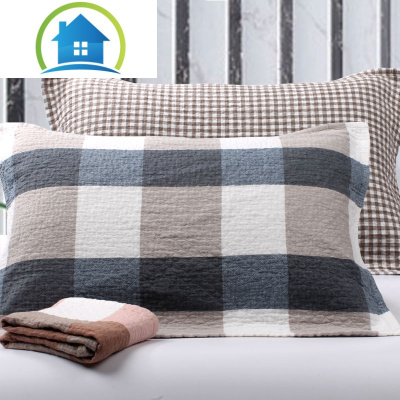 三维工匠学生成人透气通用褶皱纱布艺情侣加大枕巾四季一对装水洗棉