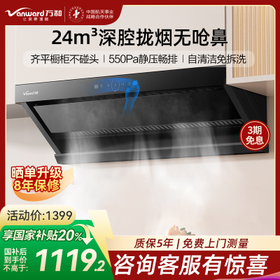 万和(Vanward)一级能效 抽吸油烟机24m³爆炒大风量深腔拢吸 挥手智控 自动清洁家用CXW-358-WZ710
