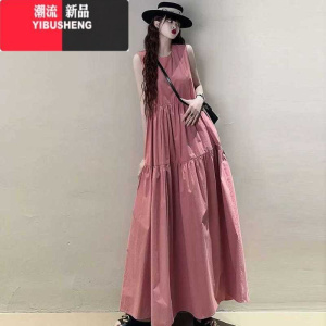 YIBUSHENG大摆长款a字连衣裙女韩版宽松显瘦小清新甜美减龄娃娃背心长裙潮