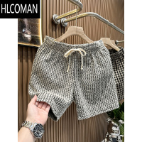 HLCOMAN夏季男士时尚潮牌新款千鸟格百搭痞帅短裤高级感休闲宽松五分中裤