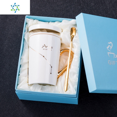 创意陶瓷茶杯过滤个性马克杯带盖勺简约咖啡杯办公室水杯子礼盒装三维工匠