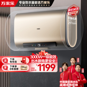 万家乐60升电热水器扁桶 双胆双镁棒 独立双胆 AI智能杀菌 出水断电 3000W 一级能效D60-FB5以旧换新