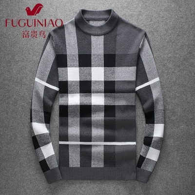 富贵鸟（FUGUINIAO）羊毛衫男士冬季新款半高领毛衣加厚保暖休闲中青年针织打底衫