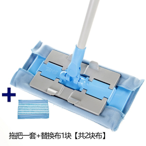 易洁耐拖夹布拖平板拖把木地板瓷砖拖夹布拖干湿两用旋转拖把