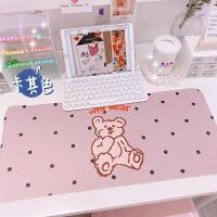 美帮汇*韩系小圆点熊长款桌垫防水防油书桌桌布黏土垫子