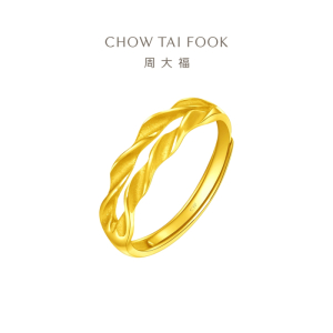 周大福珠宝首饰麦穗足金黄金戒指计价(工费:120元)F221324送礼D