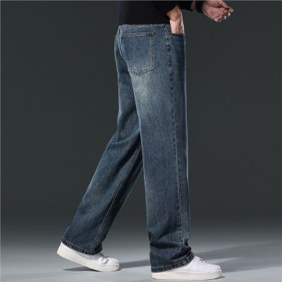 秋冬厚款中高腰宽松直筒潮流百搭男士牛仔裤商务休闲潮流百搭裤子