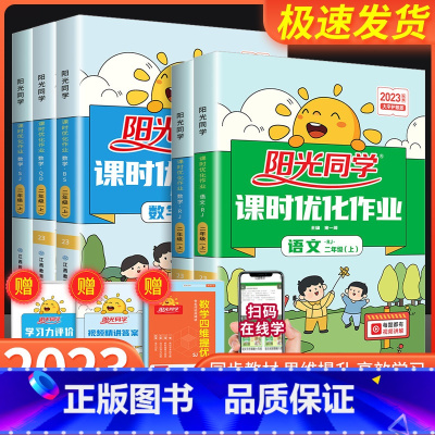 语文+数学 人教全国版 二年级下 [正版]阳光同学二年级上册下册语文数学全套人教版北师大课时优化作业小学课堂同步训练单元