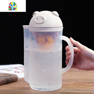 可高温塑料冷水壶冰箱用晾水壶家用卡通北欧凉水壶水杯套装凉茶壶 FENGHOU 小猪凉水壶[送四杯]