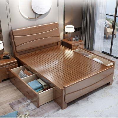 臻远ZY-SMC-72 现代简约实木床双人床 1.8米抽屉高箱