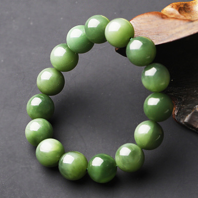 天然猫眼碧玉手链情侣款墨绿色和田玉手串佩戴高贵优雅实物图13mm送女朋友老婆情人节七夕生日礼物