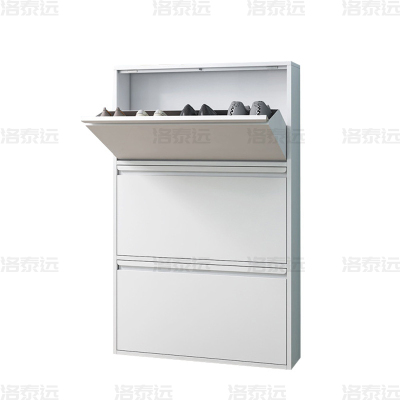 洛泰远 钢制翻斗鞋柜简约现代收纳柜白色三斗655*152*1035mm