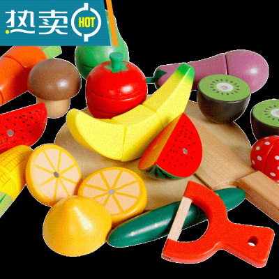 过家家厨房水果蔬菜切切乐儿童切切看男孩女孩木质制亲子玩具套装真智力