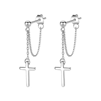 925纯银十字架小众耳钉个性耳环女款冷淡风耳饰网红冷淡风送女朋友老婆情人节七夕生日礼物