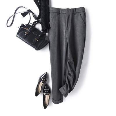 语娄遮肉显腿直好穿单品气质通勤百搭bi备烟管裤九分休闲西装裤女2021西裤