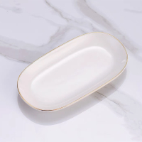 北国风光骨瓷镶金椭圆毛巾碟TS-XJ个