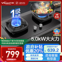 万和(Vanward) 超一级能效天然气双灶 双眼燃气灶 单灶具 5.2KW火力钢化玻璃 可调底座G6L50