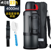 三维工匠保温水壶户外大容量旅行4家用保温杯便携车载瓶不锈钢保温壶 睿智黑