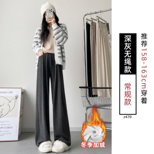 羊羔绒糯米裤女秋冬小个子加绒加厚高腰显瘦垂感直筒窄版阔腿裤子