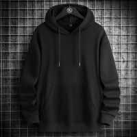 仿棉鱼鳞连帽卫衣男士秋季纯色简约宽松上衣