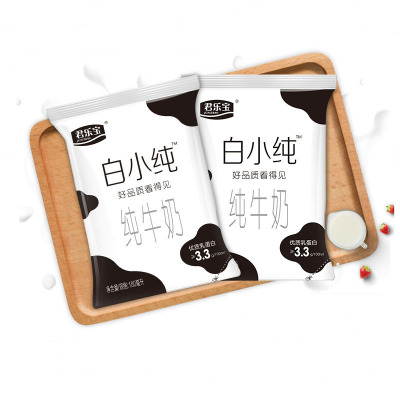 君乐宝白小纯纯牛奶180ml*12袋透明袋学生早餐纯奶小白袋散装