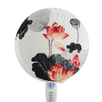 幸福派 电风扇罩子防尘罩套子电扇保护罩立式落地式全包布艺圆形防灰网罩 036墨荷 直径约46cm