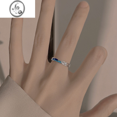 JiMi925银银流星戒指女轻奢小众设计素圈食指戒ins潮冷淡风个性高级感