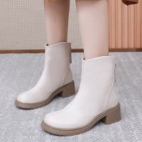 24秋冬季新款头层牛皮圆头复古软底短靴女手工女鞋马丁靴中筒百搭