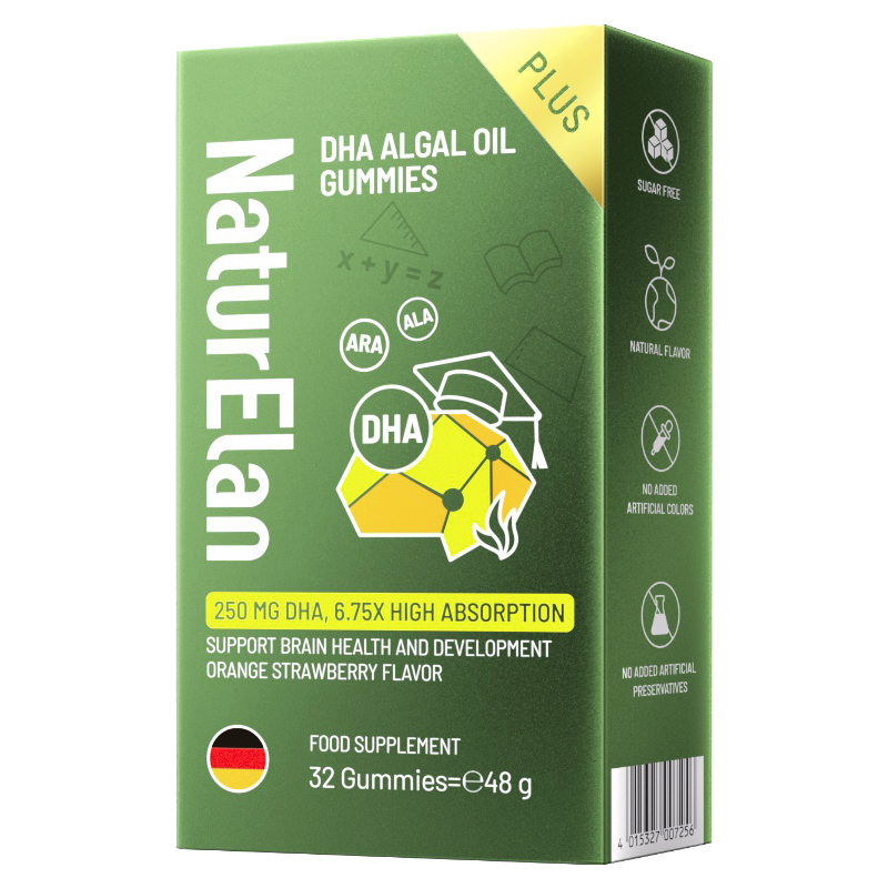 NATURELAN呐兔藻油DHA布丁32粒学生补脑增强记忆力2-18岁无糖版