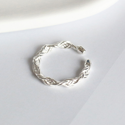 编织戒指S925纯银扭绳缠绕戒子小清新开口设计指环小巧银色戒指女送女朋友老婆情人节七夕生日礼物