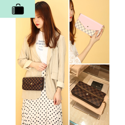 三合一链条包女包包2020新款潮网红三件套单肩腋下格子斜挎信封包NEW LAKE女士单肩包