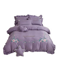 美帮汇花边款小花四件套一米八床单被罩200×230少女心 公主风双人 男生