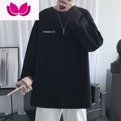七斓男士长袖t恤春季宽松打底衫卫衣高街ins潮流百搭潮牌美式衣服