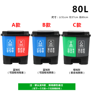 帅畅双桶垃圾分类垃圾桶带盖大号干湿家用脚踏商用餐厅公共场合可回收