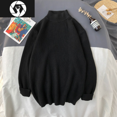 HongZun半高领毛衣男士韩版秋冬季加厚宽松学院风打底潮流个性大码针织衫毛衣