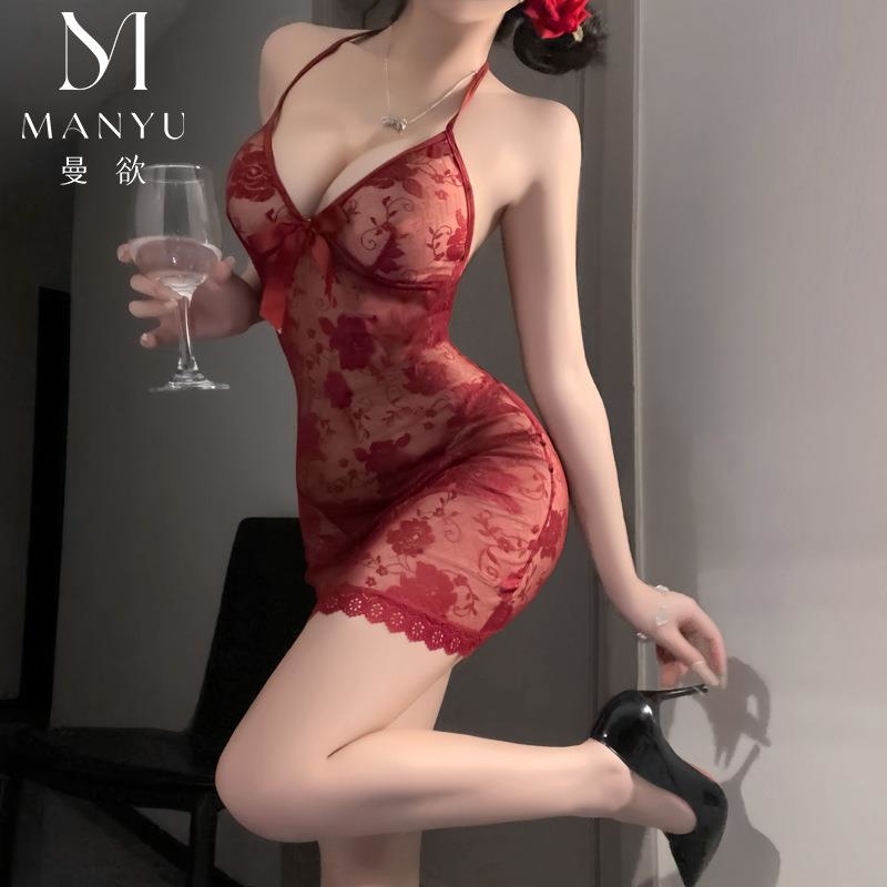 曼欲情趣内衣紫色纯欲睡裙性感蕾丝诱惑床上免脱睡衣小胸制服9383