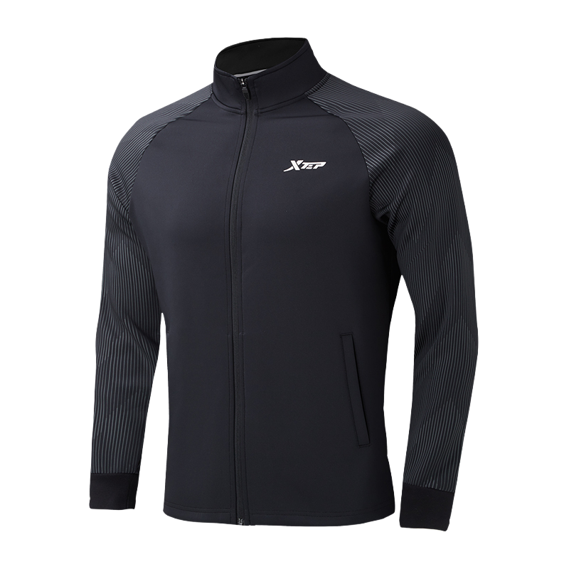 特步针织外套978329068008(正黑色)