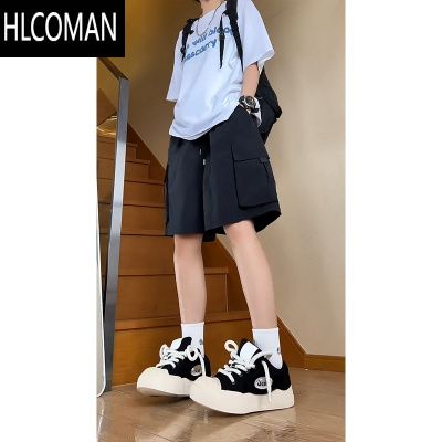 HLCOMAN玫红色短裤男款夏季薄款速干运动工装裤潮牌美式复古休闲五分裤子