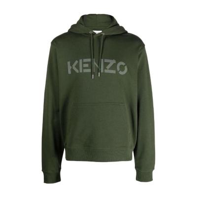 高田贤三(Kenzo)绿色纯棉徽标连帽卫衣男运动休闲百搭宽松套头外