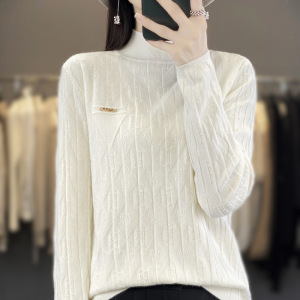 女装半高领安迪绒针织衫秋冬软糯毛衣女小众时尚感外穿长袖打底衫